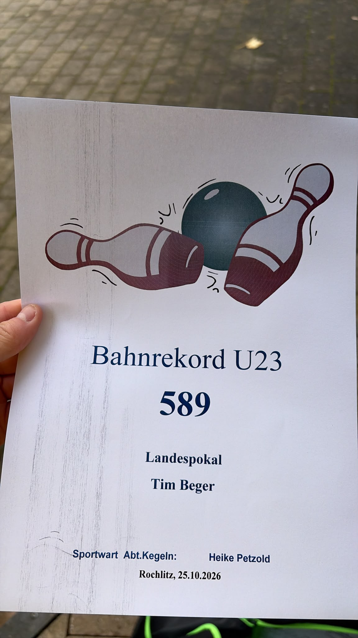 Pokal-Auswärtssieg in Rochlitz – Tim Beger stellt mit 589 Kegeln neuen U23-Bahnrekord auf
